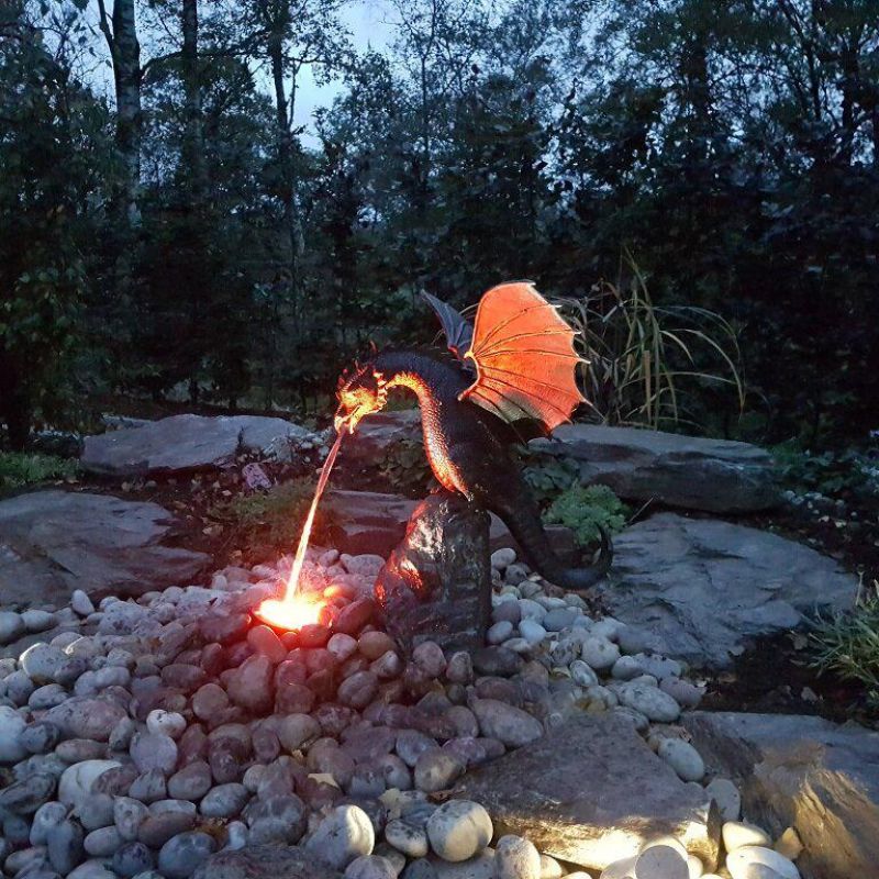 Fire-Breathing Dragon Garden Water Fountain