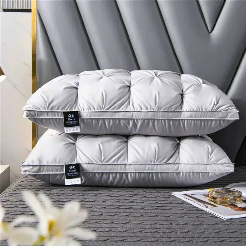 Luxury Goose Down Bed Pillow – Hypoallergenic Neck Support Cushion for Deep Sleep