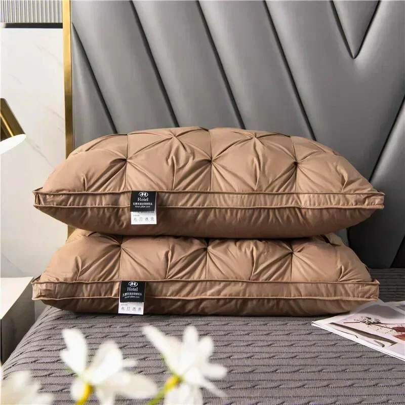 Luxury Goose Down Bed Pillow – Hypoallergenic Neck Support Cushion for Deep Sleep - Image 2