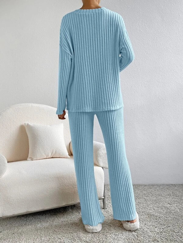 Serena Ribbed Knit Trousers and Jumper Set for Women - Image 10