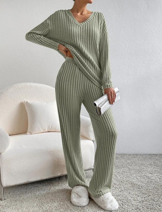 Serena Ribbed Knit Trousers and Jumper Set for Women - Image 4