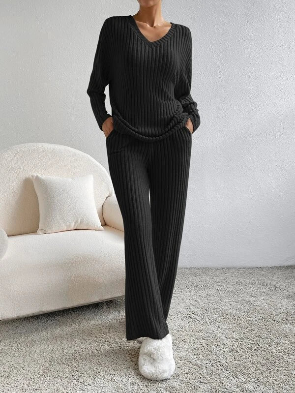 Serena Ribbed Knit Trousers and Jumper Set for Women - Image 5