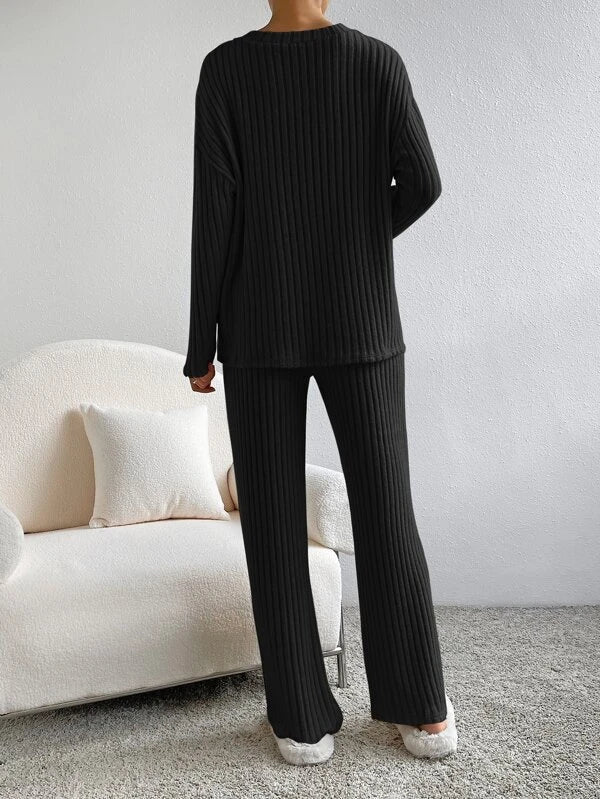 Serena Ribbed Knit Trousers and Jumper Set for Women - Image 6